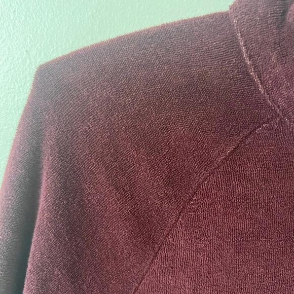 Vintage Velour Burgundy and Tan Track Jacket 1980’s 80’s Velour Sweatshirt - Picture 8 of 8